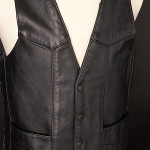 Vintage 1980s Black Leather Vest